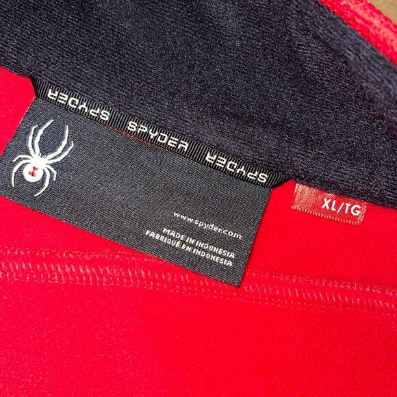 Spyder Mens Half Zip Lightweight Fleece Sweater Jacket Black Red Size XL - Picture 5 of 8